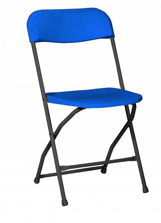 silla plegable de plastico azul