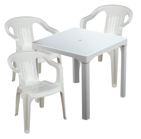 silla de plastico blanca